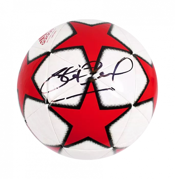 Steven Gerrard Signed Red & White UEFA Champions League Football