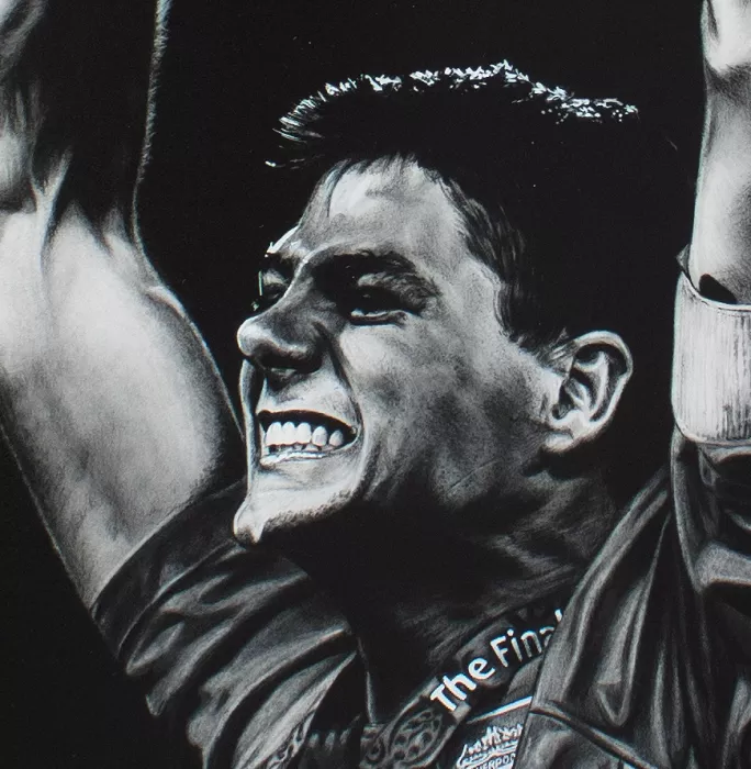 Steven Gerrard Signed Tribute Artwork In Black Wooden Frame: 2005 UEFA Champions League Winner