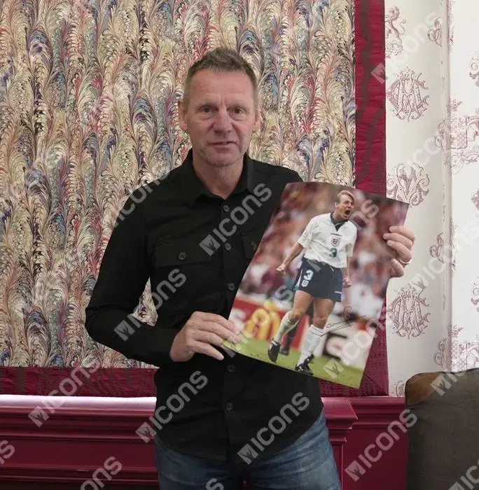 Stuart Pearce Signed England Photo In Premium Photo Frame: EURO 96 Penalty