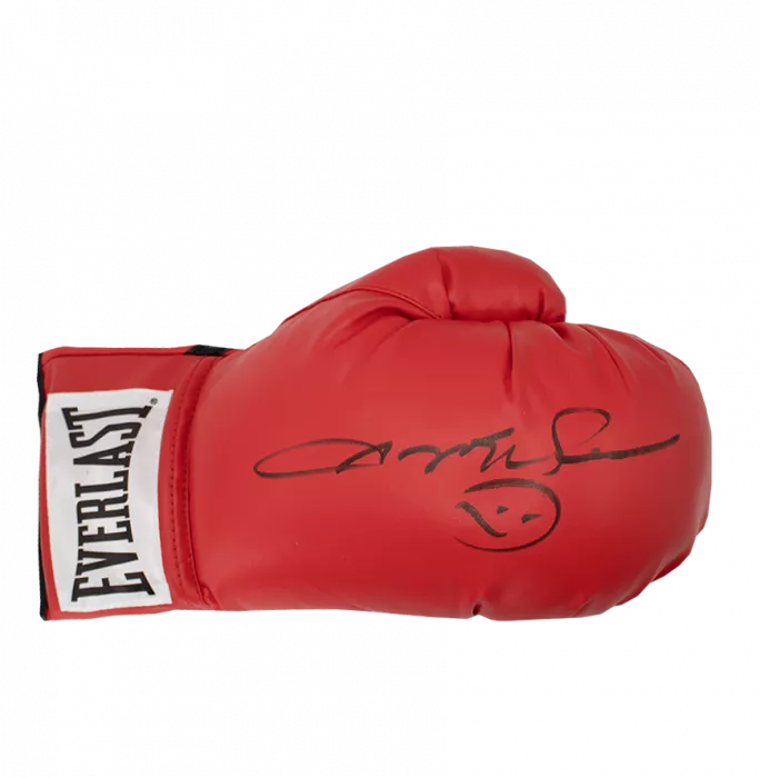 Sugar Ray Leonard Signed Red Boxing Glove In Acrylic Case