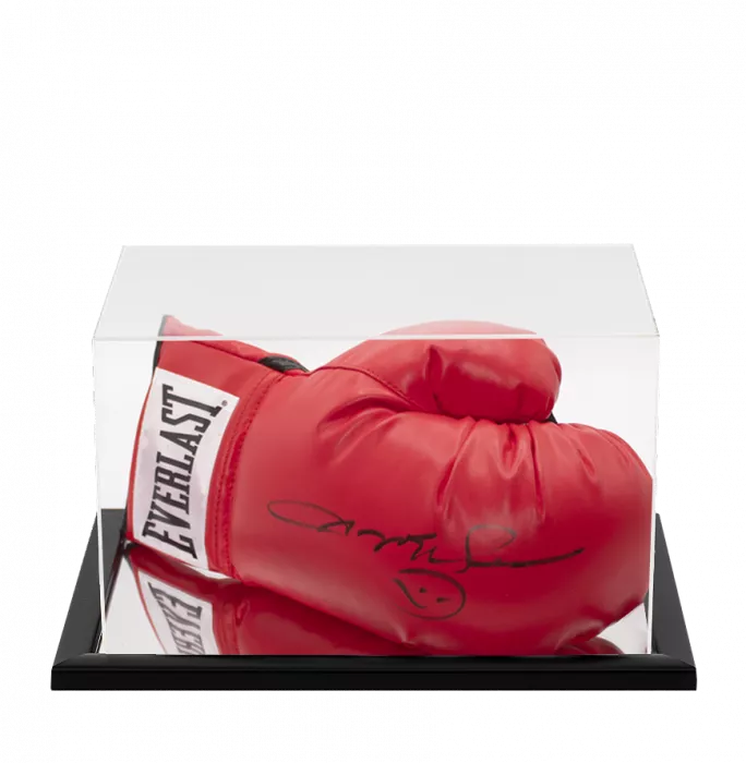 Sugar Ray Leonard Signed Red Boxing Glove In Acrylic Case