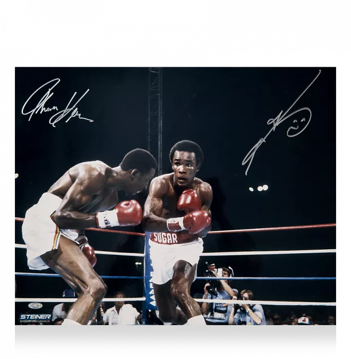 Sugar Ray Leonard & Thomas Hearns Dual Signed Photo: The Showdown