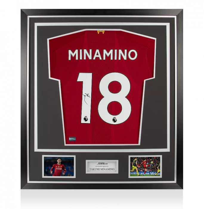 Takumi Minamino Signed Liverpool 2019-20 Home Shirt In Classic Frame