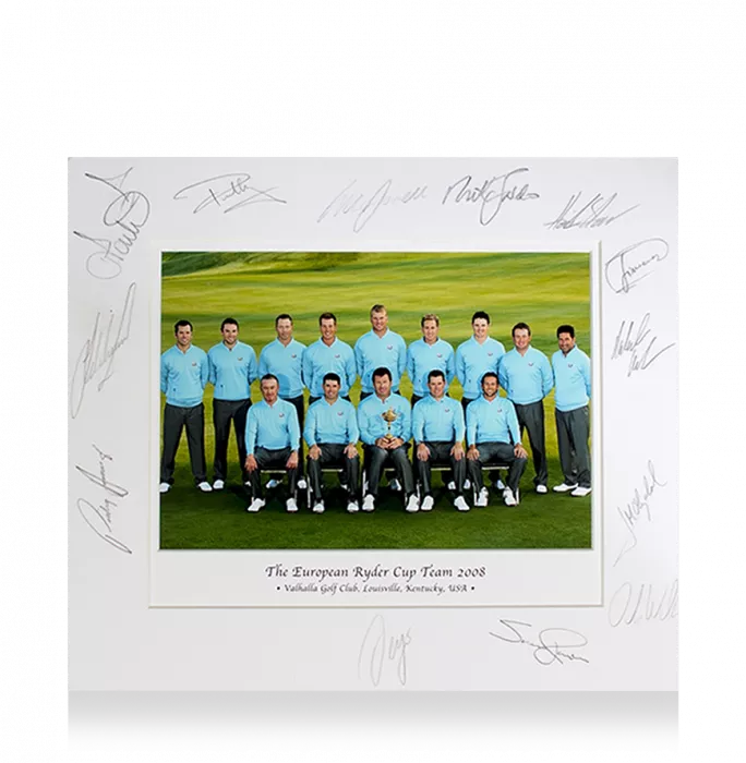 Team Europe Photo Mount Signed By 13: 2008 Ryder Cup