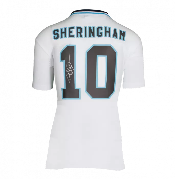 Teddy Sheringham Back Signed England 1996 Home Shirt In Classic Frame