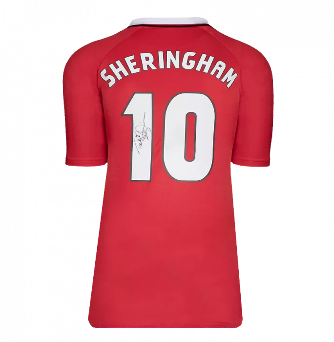 Teddy Sheringham Back Signed Manchester United 1999 Home Shirt In Hero Frame: Option 1