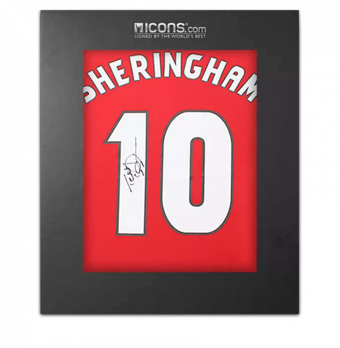Teddy Sheringham Back Signed Manchester United 1999 Home Shirt In Deluxe Packaging