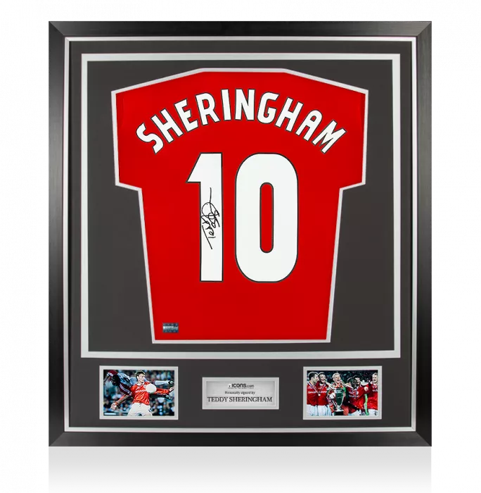 Teddy Sheringham Back Signed Manchester United Home Shirt In Classic Frame