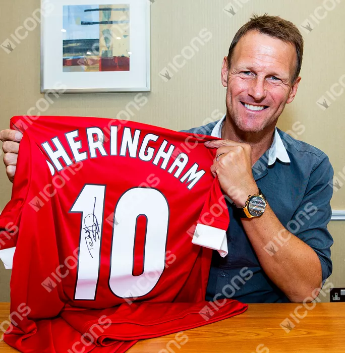 Teddy Sheringham Back Signed Manchester United Home Shirt
