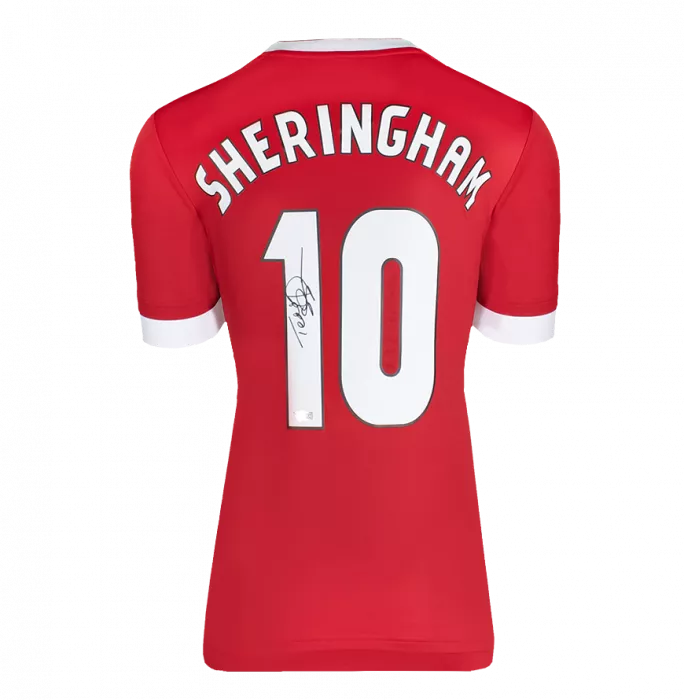 Teddy Sheringham Back Signed Manchester United Retro Home Shirt