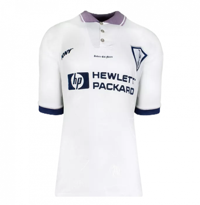 Teddy Sheringham Back Signed Tottenham Hotspur 1995-97 Home Shirt In Hero Frame: Option 1