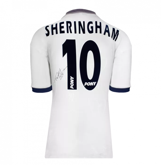 Teddy Sheringham Back Signed Tottenham Hotspur 1995-97 Home Shirt In Classic Frame
