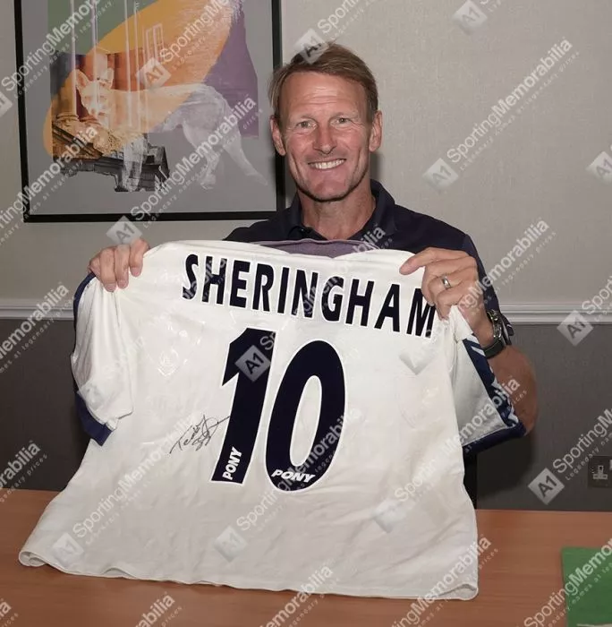 Teddy Sheringham Back Signed Tottenham Hotspur 1995-97 Home Shirt In Classic Frame