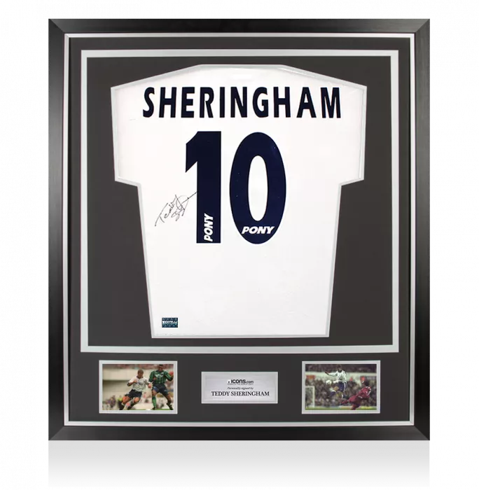 Teddy Sheringham Back Signed Tottenham Hotspur 1995-97 Home Shirt In Classic Frame