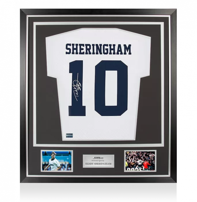 Teddy Sheringham Back Signed Tottenham Hotspur 1993-95 Home Shirt In Classic Frame