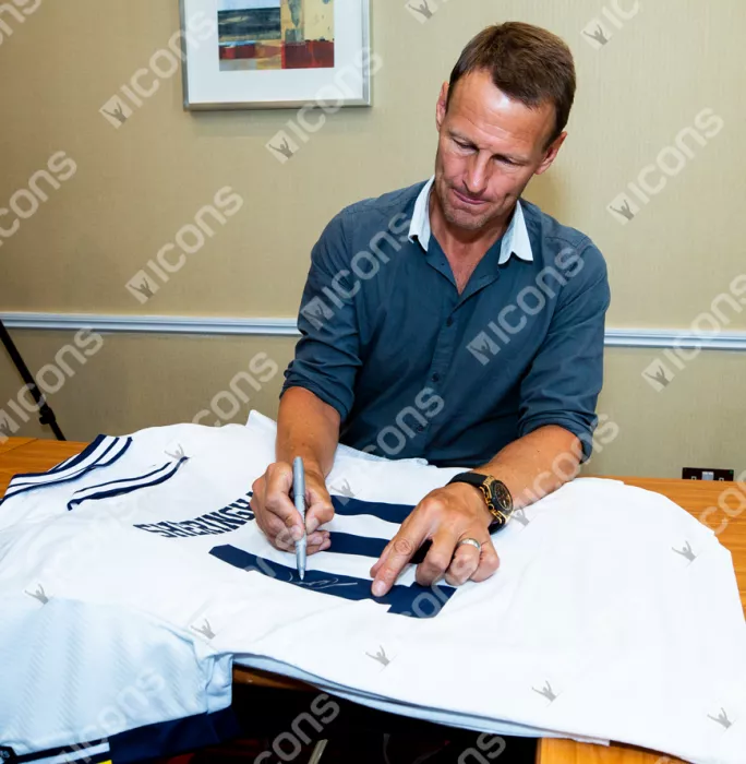 Teddy Sheringham Back Signed Tottenham Hotspur 1993-95 Home Shirt In Hero Frame: Option 1