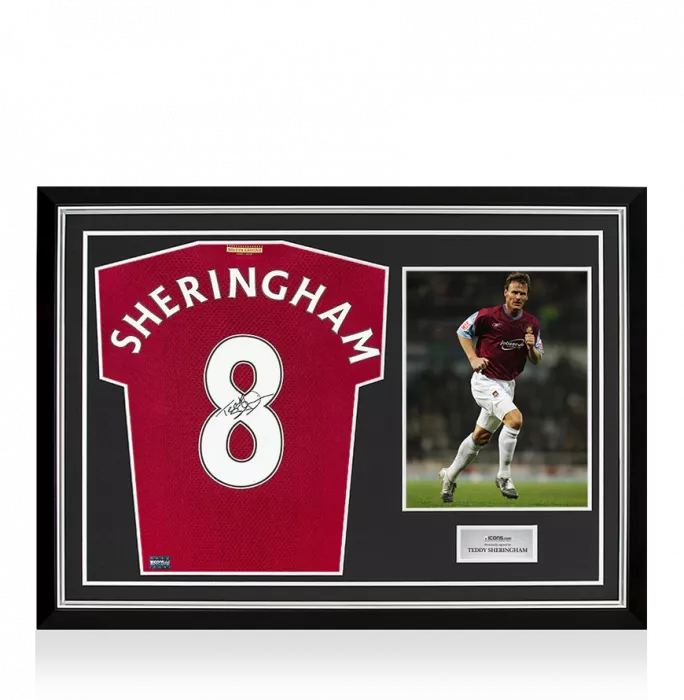 Teddy Sheringham Back Signed West Ham United Home Shirt In Hero Frame: Option 1