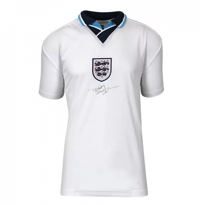 Teddy Sheringham Front Signed England 1996 Home Shirt In Classic Frame