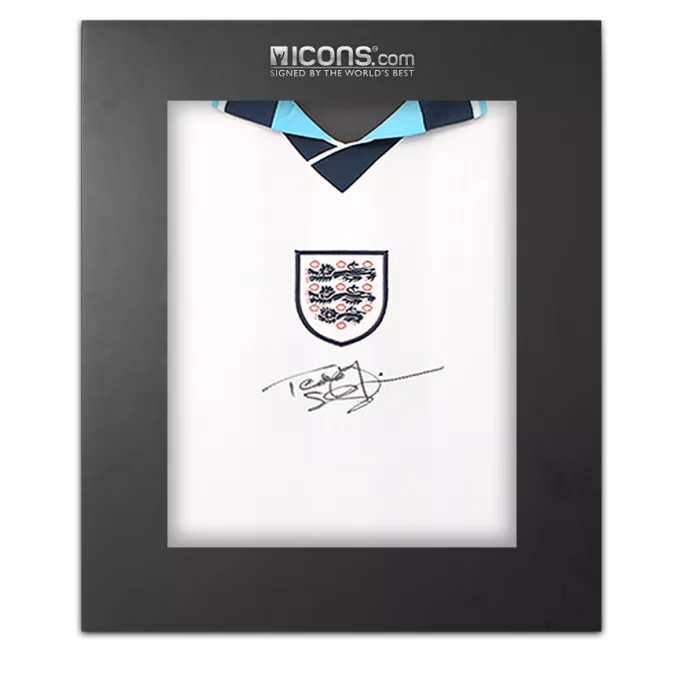 Teddy Sheringham Front Signed England 1996 Home Shirt In Deluxe Packaging