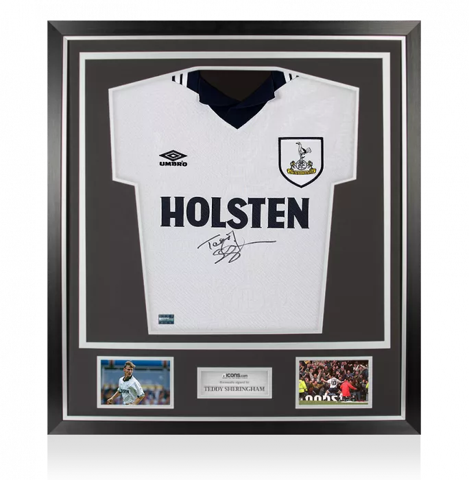 Teddy Sheringham Front Signed Tottenham Hotspur 1994 Home Shirt In Classic Frame