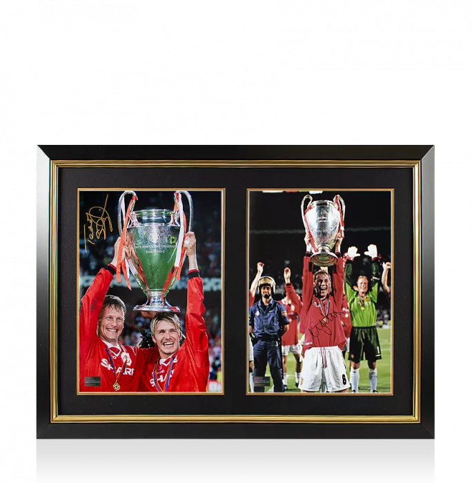 Teddy Sheringham & Nicky Butt Signed Manchester United Photos In Dual Photo Frame