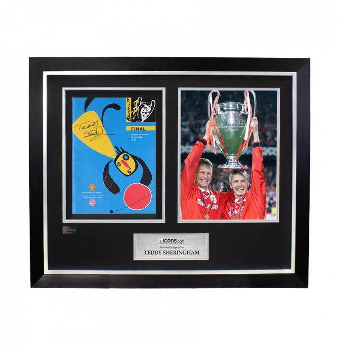 Teddy Sheringham Signed and Framed Programme: 1999 UEFA Champions League Final