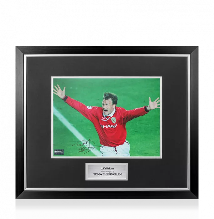 Teddy Sheringham Signed Manchester United Photo In Premium Photo Frame: UEFA Champions League Final Goal
