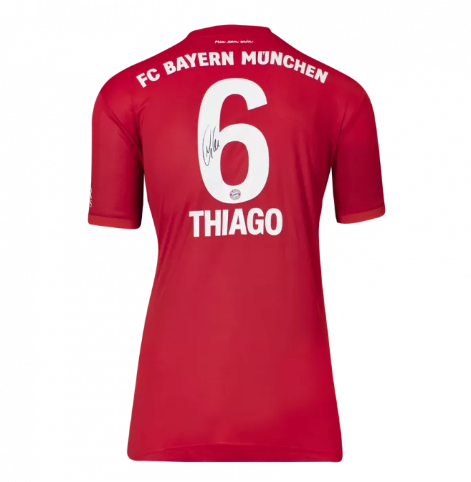 Thiago Alcantara Back Signed Bayern Munich 2019-20 Home Shirt In Classic Frame