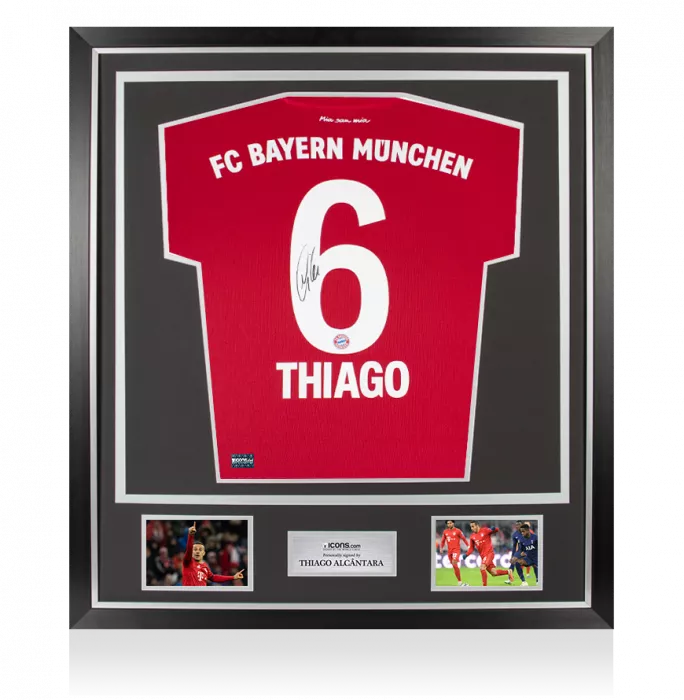 Thiago Alcantara Back Signed Bayern Munich 2019-20 Home Shirt In Classic Frame