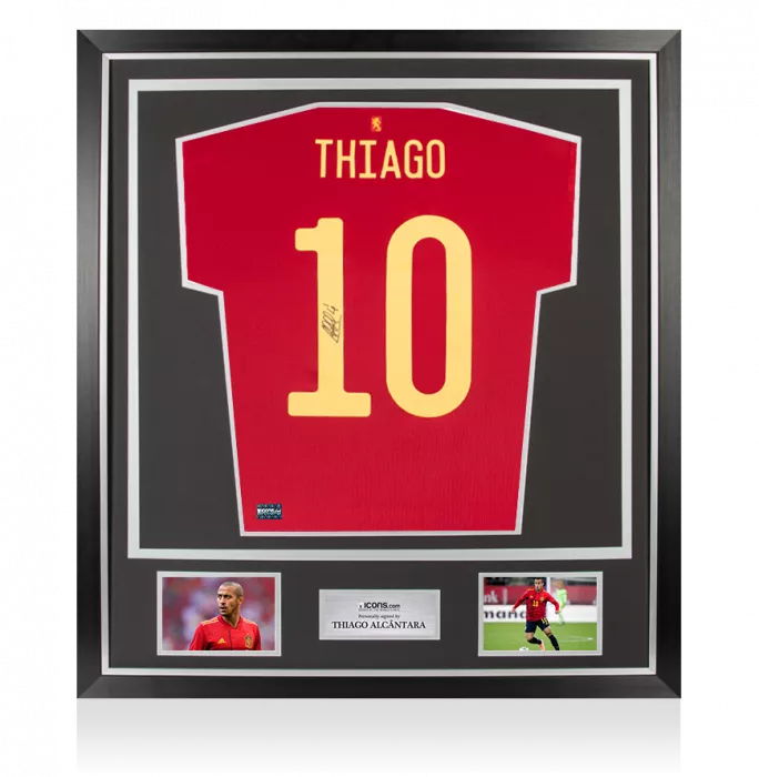 Thiago Alcantara Back Signed Spain 2020-21 Home Shirt In Classic Frame