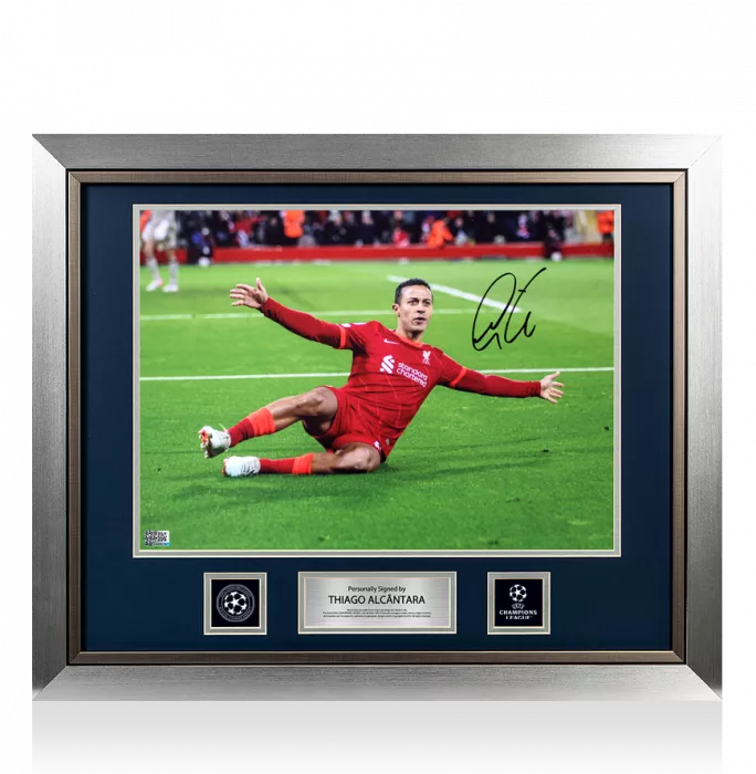 Thiago Alcantara Official UEFA Champions League Signed and Framed Liverpool FC Photo: UEFA Champions League Celebration