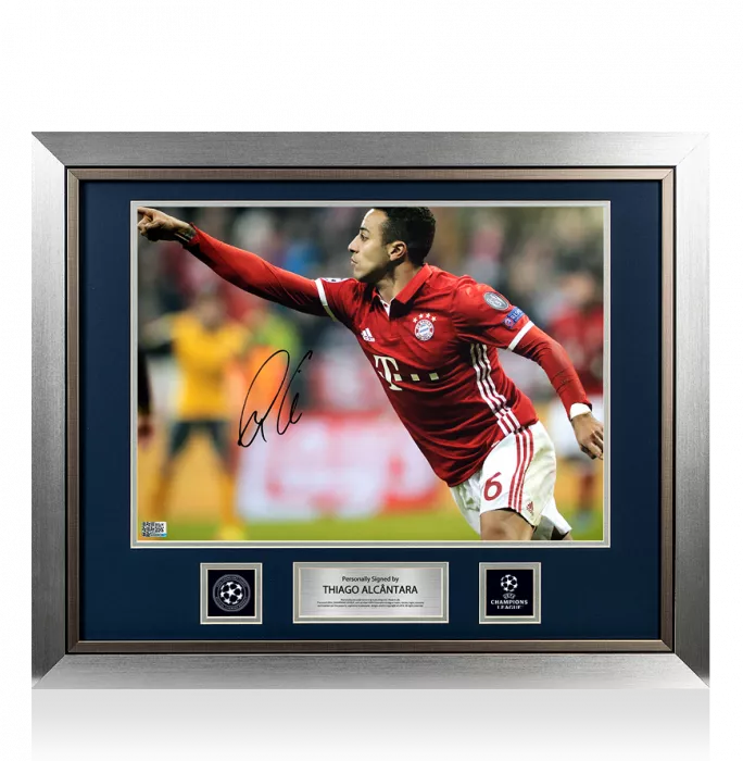 Thiago Alcantara Official UEFA Champions League Signed and Framed FC Bayern Munich Photo: UEFA Champions League Star