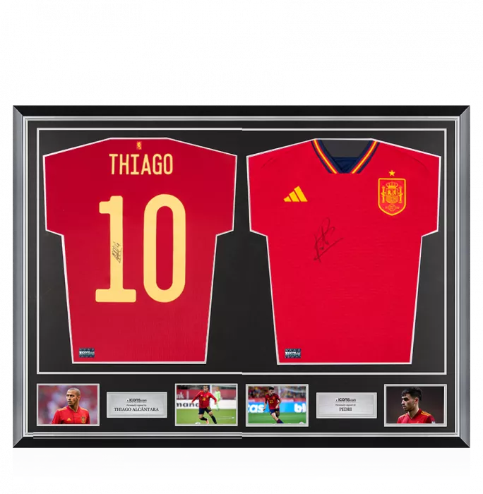 Thiago Alcantara & Pedri Signed Spain Shirts In Classic Dual Frame