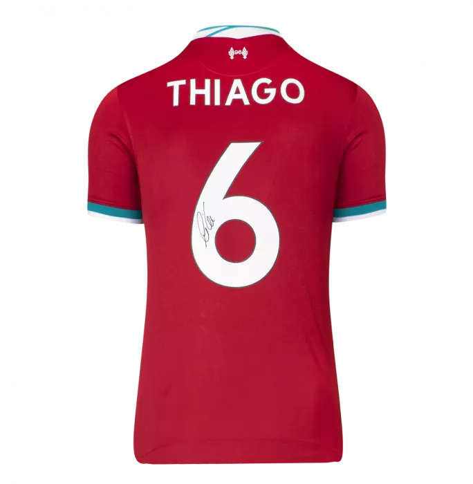 Thiago Alcantara Signed Liverpool 2020-21 Home Shirt With Fan Style Numbers In Classic Frame