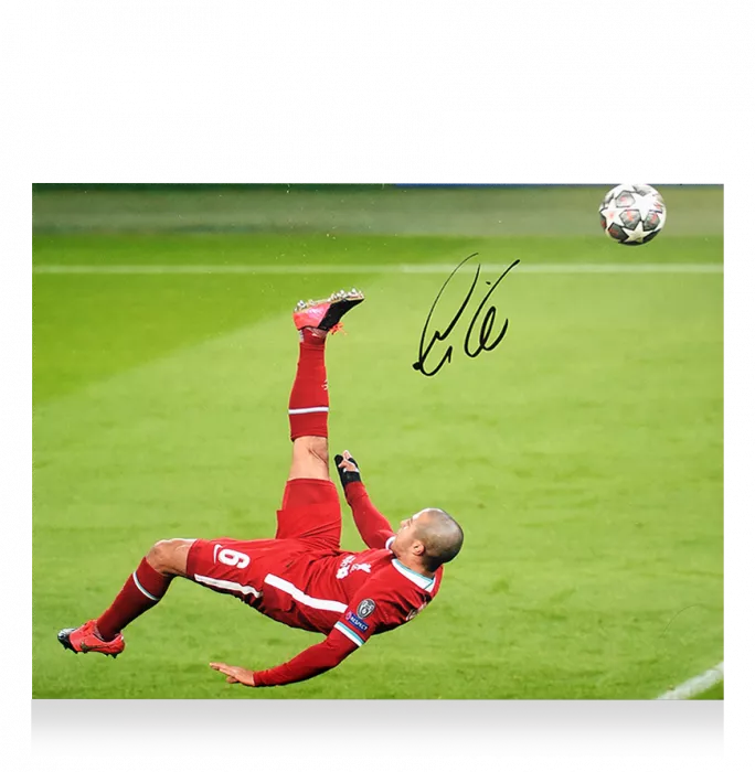 Thiago Alcantara Signed Liverpool FC Photo In Premium Photo Frame: Overhead Kick