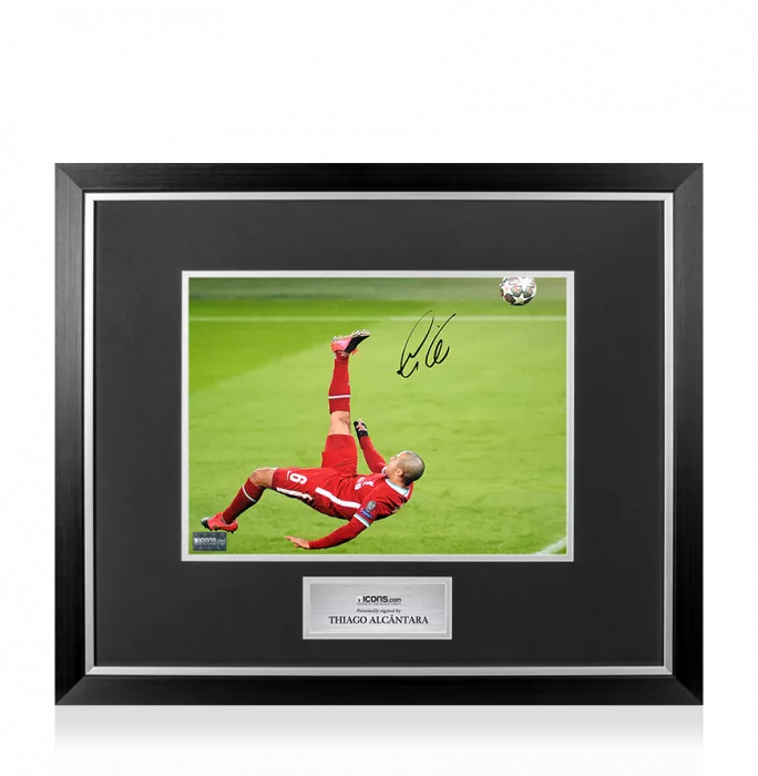 Thiago Alcantara Signed Liverpool FC Photo In Premium Photo Frame: Overhead Kick