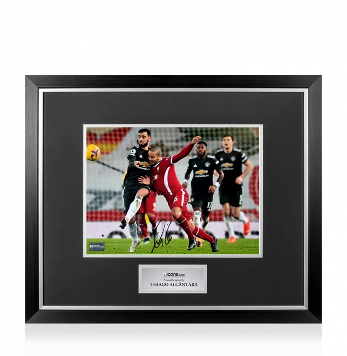 Thiago Alcantara Signed Liverpool FC Photo In Premium Photo Frame: Midfield Battler