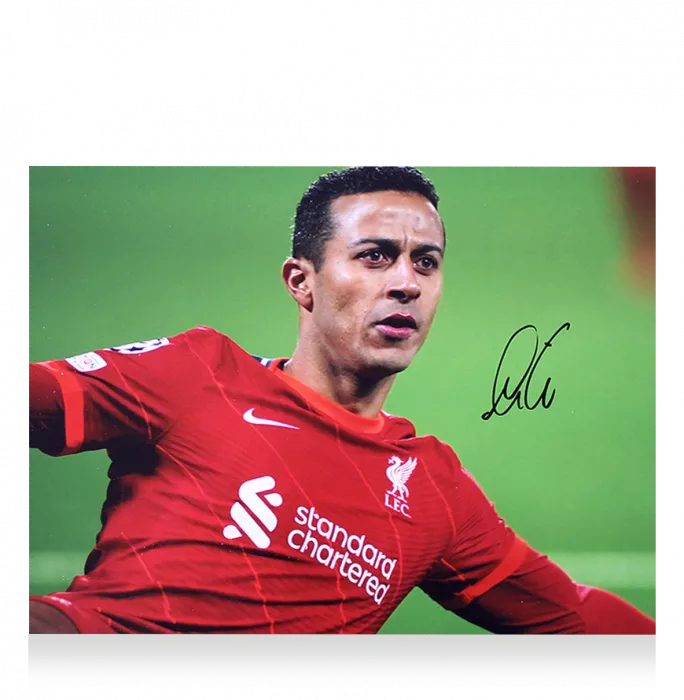Thiago Alcantara Signed Liverpool FC Photo In Premium Photo Frame: Celebration Close Up