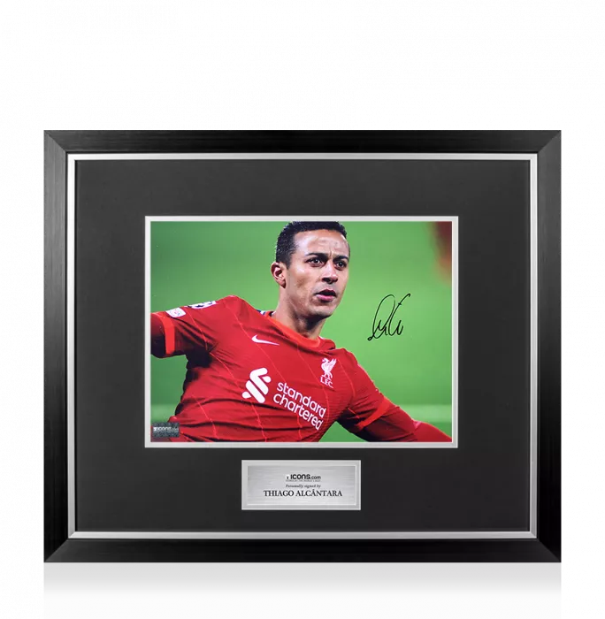 Thiago Alcantara Signed Liverpool FC Photo In Premium Photo Frame: Celebration Close Up