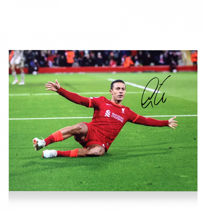 Thiago Alcantara Signed Liverpool FC Photo In Premium Photo Frame: UEFA Champions League Celebration