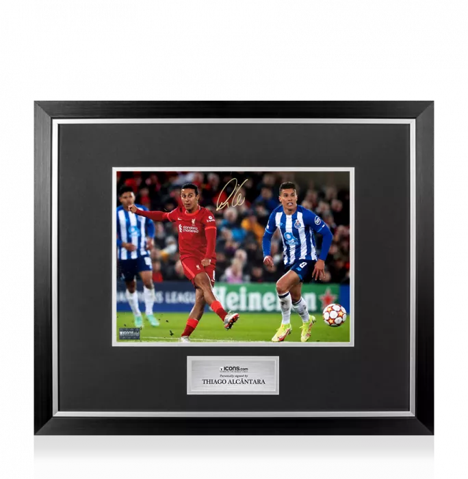 Thiago Alcantara Signed Liverpool FC Photo In Premium Photo Frame: UEFA Champions League Star