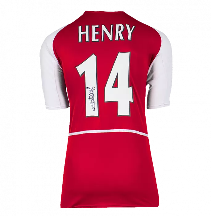 Thierry Henry Back Signed Arsenal 2002-04 Home Shirt With Fan Style Numbers In Hero Frame: Option 1