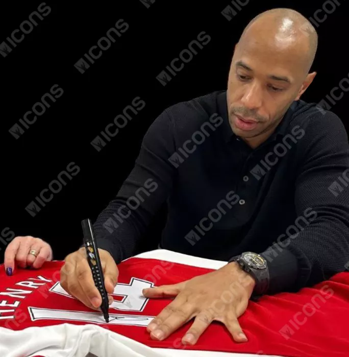 Thierry Henry Back Signed Arsenal 2021-22 Home Shirt In Classic Frame