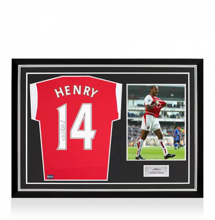 Thierry Henry Back Signed Arsenal 2021-22 Home Shirt In Hero Frame: Option 1
