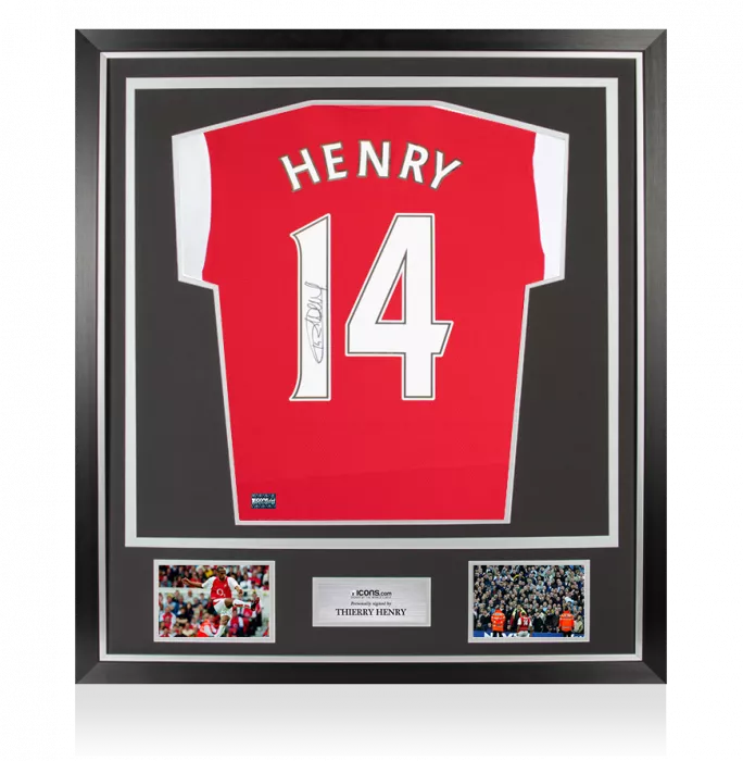 Thierry Henry Back Signed Arsenal 2021-22 Home Shirt In Classic Frame