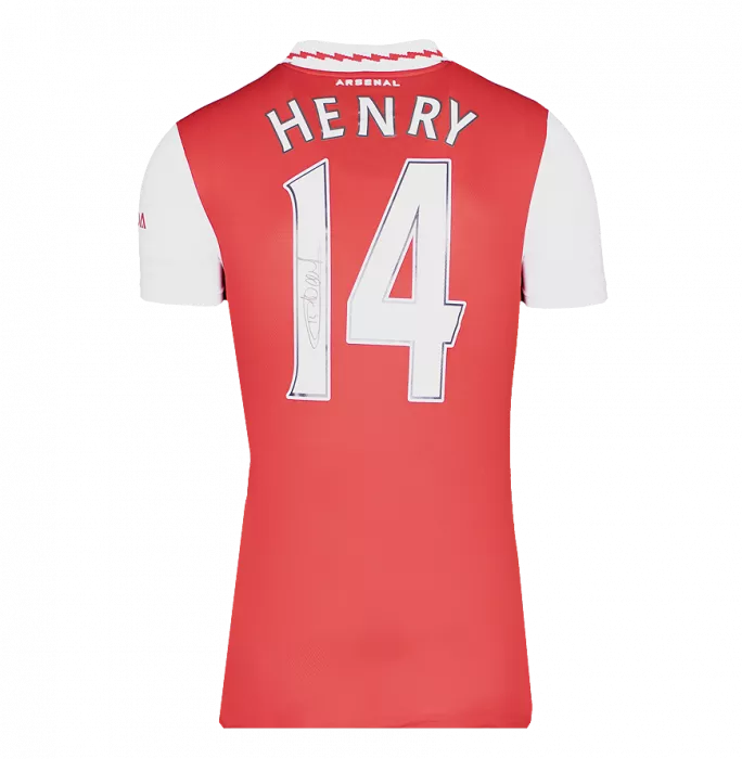 Thierry Henry Back Signed Arsenal 2022-23 Home Shirt With Fan Style Numbers In Hero Frame: Option 1