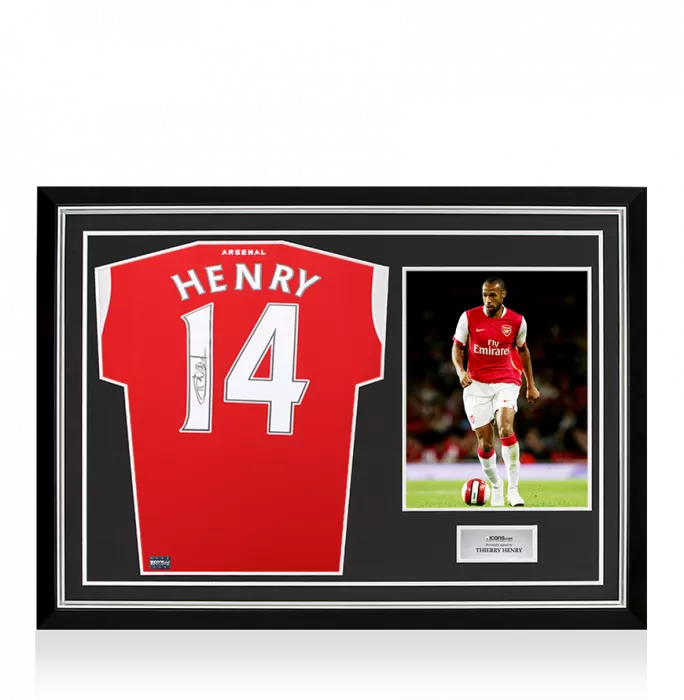 Thierry Henry Back Signed Arsenal 2022-23 Home Shirt with Fan Style Numbers In Hero Frame: Option 1