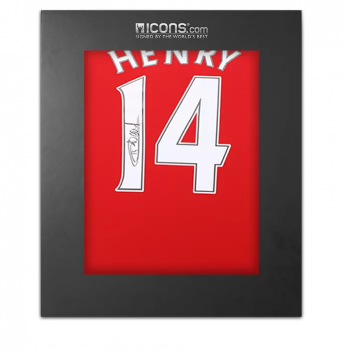 Thierry Henry Back Signed Arsenal 2022-23 Home Shirt with Fan Style Numbers In Deluxe Packaging