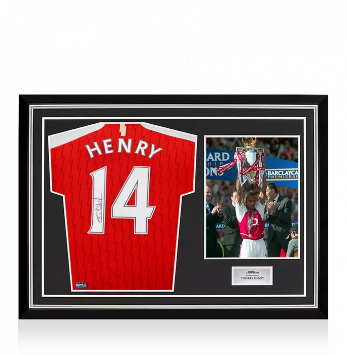 Thierry Henry Back Signed Arsenal 2023-24 Home Shirt In Hero Frame: Option 1