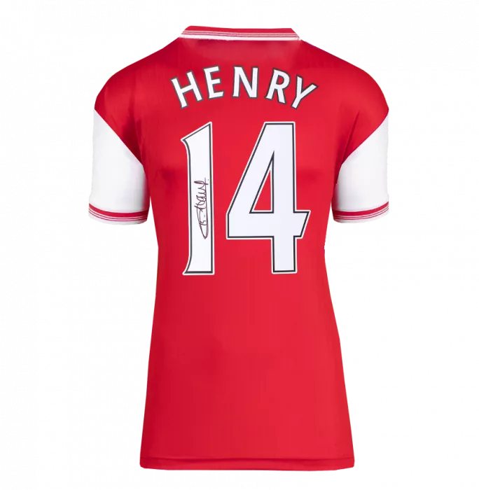 Thierry Henry Back Signed Arsenal Retro Home Shirt With Fan Style Numbers In Classic Frame